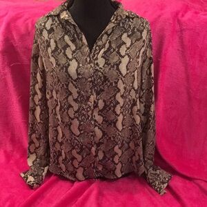 H&M Black and Gray Snake Print Button Down Shirt